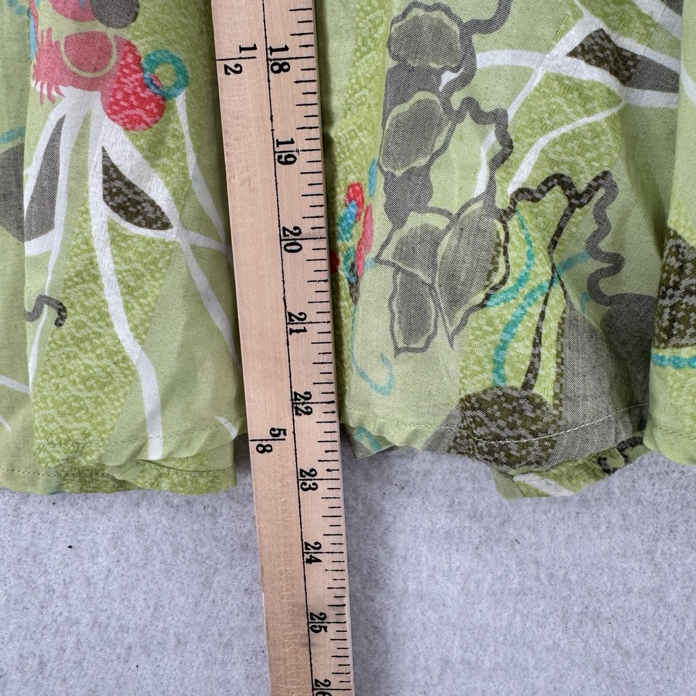 Diesel Kimono‎ Blouse Womens Medium Green Floral V Neck Open Cover Up Inside Tie - Picture 6 of 7